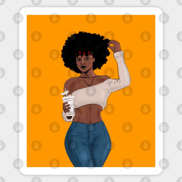 Beautiful Afro Queen Sticker by The Alien Boy Art